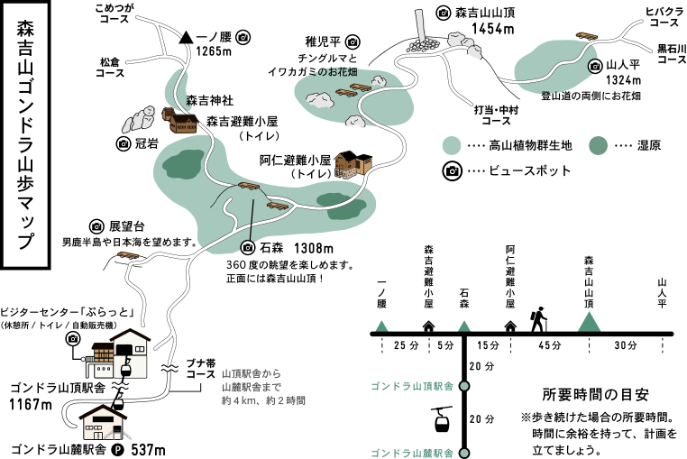 森吉山ゴンドラ山歩マップ